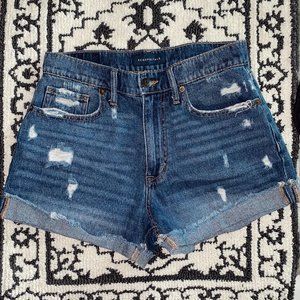 Aeropostale Denim High Rise Dark Wash Mom Shorts